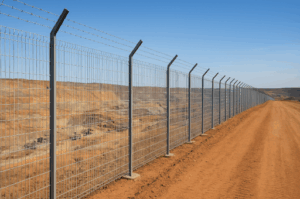 Clearview high-security steel fencing installed around an open mine site, providing clear visibility and strong perimeter protection.